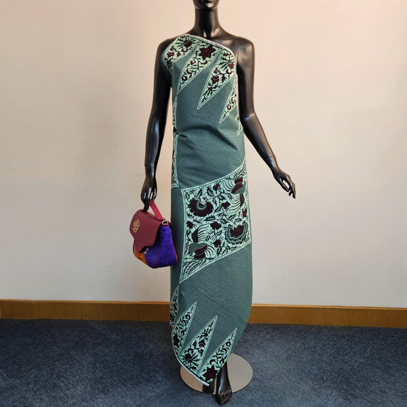 Sewing Batik - 6 ярдов длинная серо-зеленая хлопковая восковая